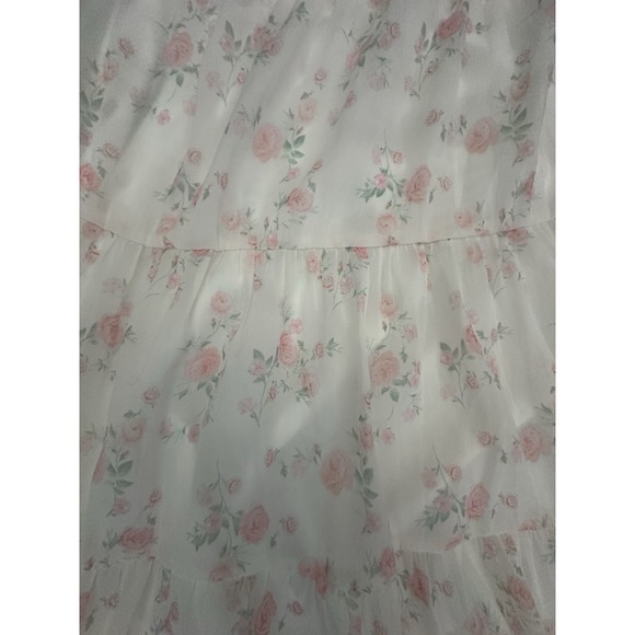Storia Floral Maxi Dress Sz M Sheer Cottage Feminine Garden Prairie Lagenlook - Picture 3 of 13